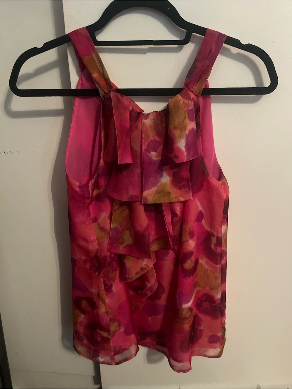 Loft Pink & Multicolor Ruffle Sleeveless Blouse